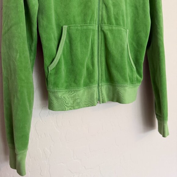 Vintage JUICY COUTURE Prep School Velour Jacket Womens Medium M Hoodie Green Y2K - Picture 7 of 14